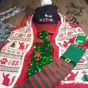 Holiday 4 pcs.Cap,tie,sweater vest,socks